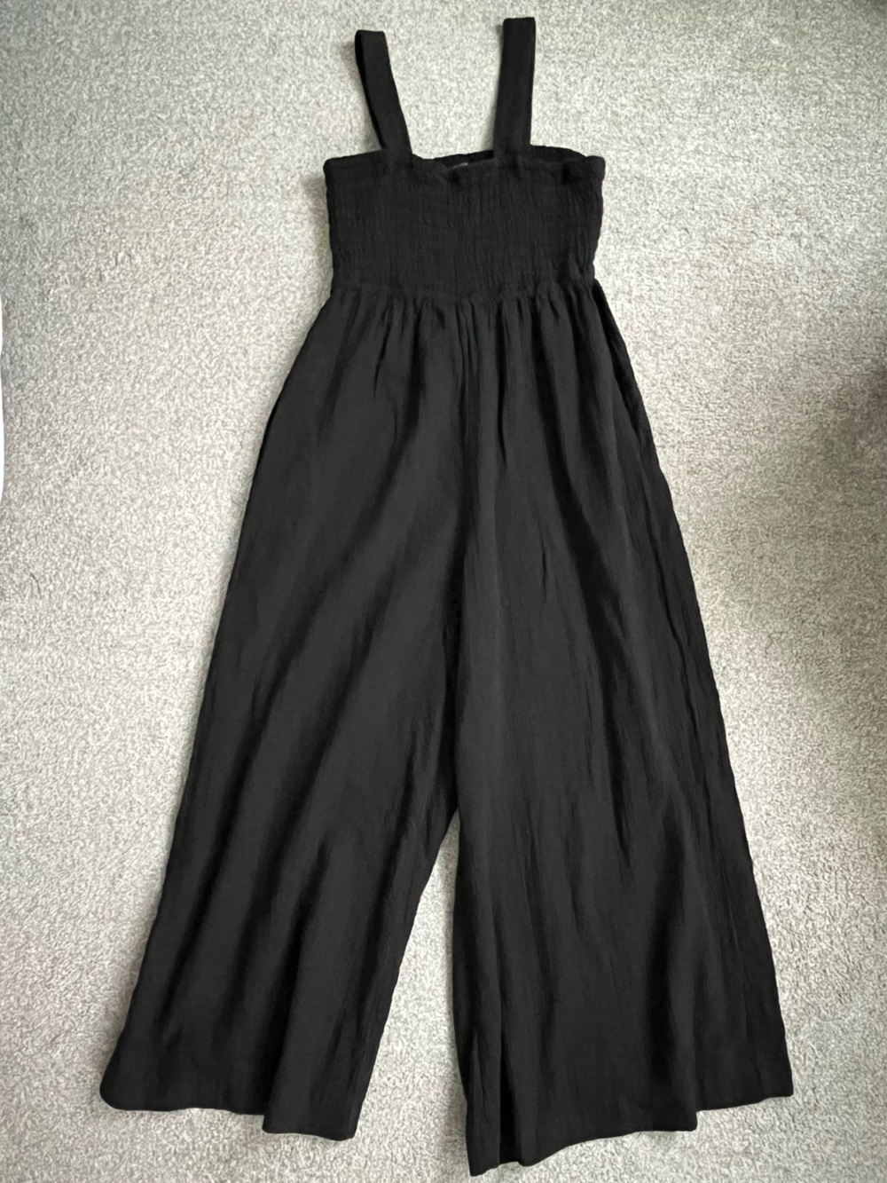 NWOT Quince 100% Organic Cotton Gauze Black Wide-Leg Jumpsuit Size Large